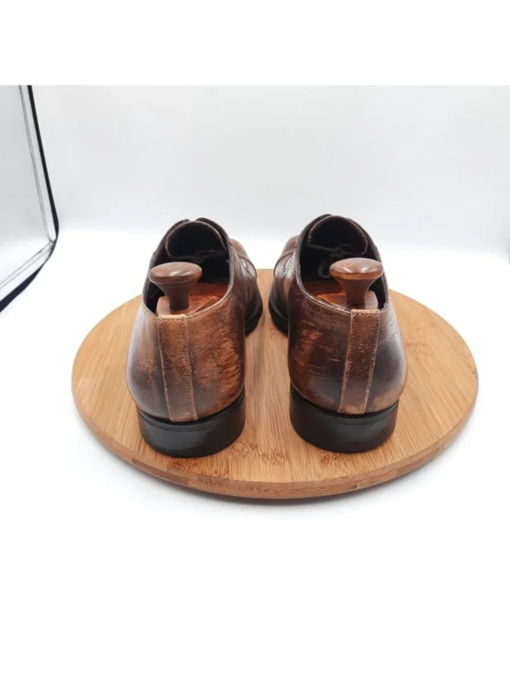Mezlan Pineda Mens Size 10.5 Shoes Brown Distressed Leather Dress Sneakers Italy_4